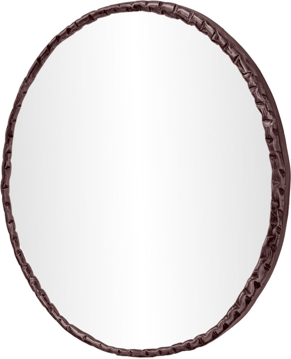 Meridian Furniture Hammer Forged Iron Wall Mirror Handcrafted Antique Frame for Entryway or Living Room Decor Brown 36 inches 66006Brown-M