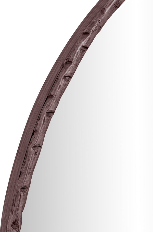 Meridian Furniture Hammer Forged Iron Wall Mirror Handcrafted Antique Frame for Entryway or Living Room Decor Brown 36 inches 66006Brown-M
