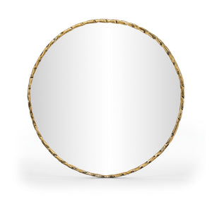 Meridian Furniture Hammer Forged Iron Wall Mirror Handcrafted Antique Frame for Entryway or Living Room Decor Gold 36 inches 66006Gold-M