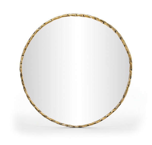 Meridian Furniture Hammer Forged Iron Wall Mirror Handcrafted Antique Frame for Entryway or Living Room Decor Gold 36 inches 66006Gold-M