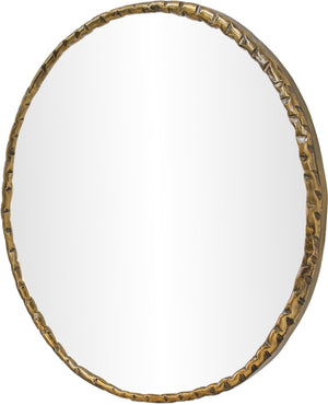 Meridian Furniture Hammer Forged Iron Wall Mirror Handcrafted Antique Frame for Entryway or Living Room Decor Gold 36 inches 66006Gold-M