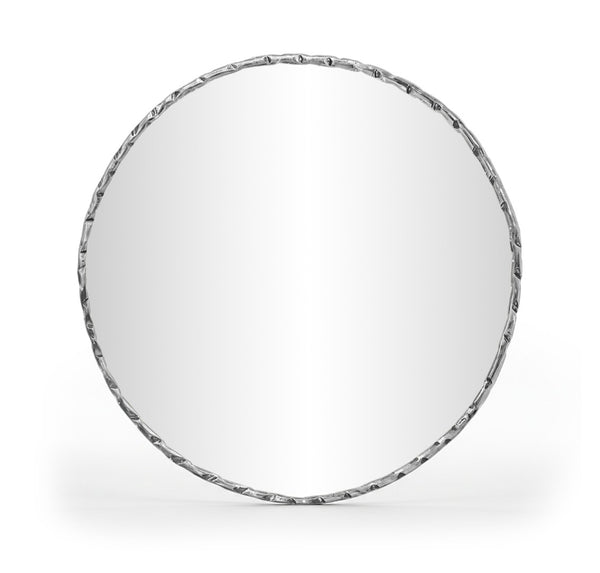 Meridian Furniture Hammer Forged Iron Wall Mirror Handcrafted Antique Frame for Entryway or Living Room Decor Silver 36 inches 66006Silver-M