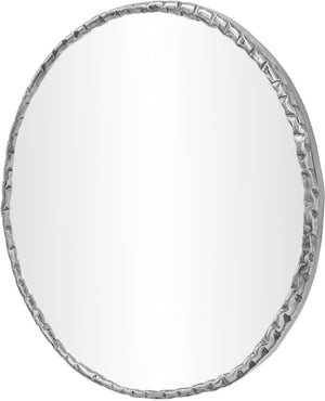 Meridian Furniture Hammer Forged Iron Wall Mirror Handcrafted Antique Frame for Entryway or Living Room Decor Silver 36 inches 66006Silver-M