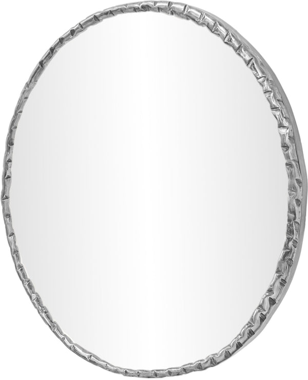 Meridian Furniture Hammer Forged Iron Wall Mirror Handcrafted Antique Frame for Entryway or Living Room Decor Silver 36 inches 66006Silver-M