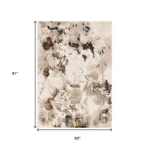 HomeRoots 5' Taupe and Brown Abstract Area Rug - Durable, Stain-Resistant Design for Modern Living Spaces 5' X 8' 660072