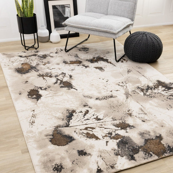 HomeRoots 8' Modern Taupe and Brown Abstract Area Rug – Durable, Soft, and Stylish for Any Living Space 8' X 11' 660073