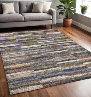 HomeRoots 5' Gray Green and Ivory Abstract Area Rug - Modern Design for High-Traffic Areas and Cozy Living Spaces 5' X 8' 660074