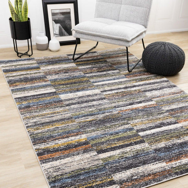 HomeRoots 8' Modern Abstract Area Rug in Gray-Green & Ivory - Durable, Easy-Care Design for Family Spaces 8' X 11' 660075