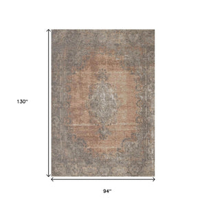 HomeRoots 8' Gray and Pink Medallion Area Rug - Stylish, Durable, and Stain-Resistant for Everyday Family Life 8' X 11' 660077