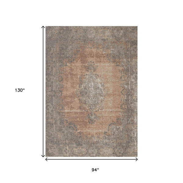 HomeRoots 8' Gray and Pink Medallion Area Rug - Stylish, Durable, and Stain-Resistant for Everyday Family Life 8' X 11' 660077