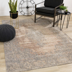 HomeRoots 8' Gray and Pink Medallion Area Rug - Stylish, Durable, and Stain-Resistant for Everyday Family Life 8' X 11' 660077