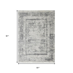 HomeRoots 5' Modern Geometric Area Rug in Gray and Charcoal – Stylish, Durable, and Stain-Resistant Design for Homes 5' X 8' 660078