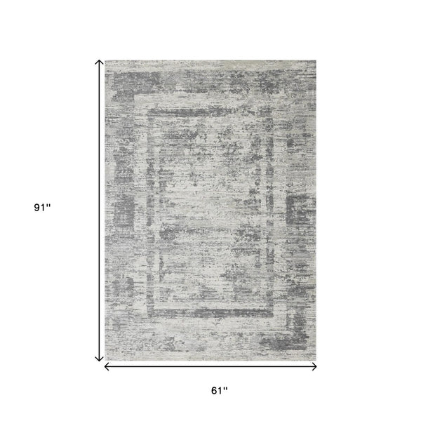 HomeRoots 5' Modern Geometric Area Rug in Gray and Charcoal – Stylish, Durable, and Stain-Resistant Design for Homes 5' X 8' 660078