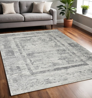 HomeRoots 5' Modern Geometric Area Rug in Gray and Charcoal – Stylish, Durable, and Stain-Resistant Design for Homes 5' X 8' 660078