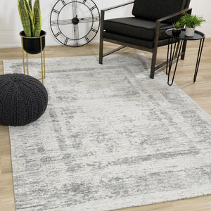 HomeRoots 5' Modern Geometric Area Rug in Gray and Charcoal – Stylish, Durable, and Stain-Resistant Design for Homes 5' X 8' 660078