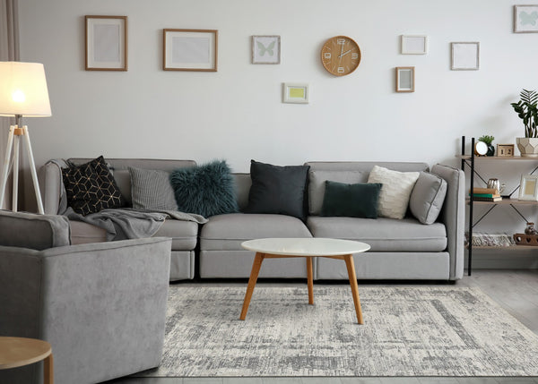 HomeRoots 5' Modern Geometric Area Rug in Gray and Charcoal – Stylish, Durable, and Stain-Resistant Design for Homes 5' X 8' 660078
