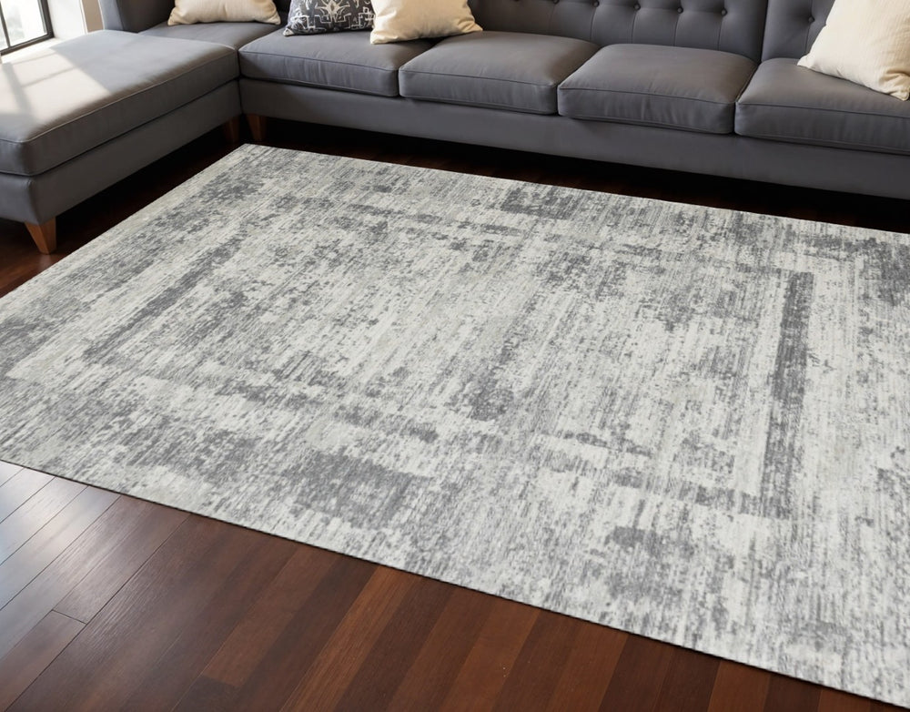 HomeRoots 8' Gray and Charcoal Geometric Area Rug - Modern Design, Stain-Resistant, Perfect for High Traffic Areas 8' X 11' 660079
