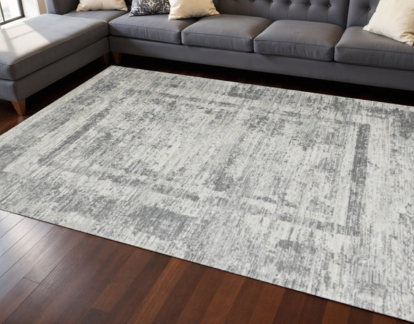 HomeRoots 8' Gray and Charcoal Geometric Area Rug - Modern Design, Stain-Resistant, Perfect for High Traffic Areas 8' X 11' 660079