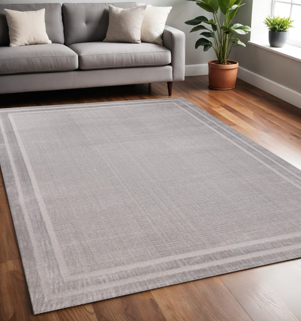 HomeRoots 5' Gray Geometric Area Rug - Modern Design, Soft Polyester, Stain-Resistant, Perfect for Any Room 5' X 8' 660082