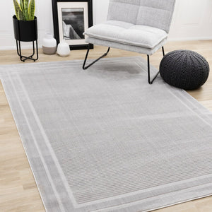 HomeRoots 5' Gray Geometric Area Rug - Modern Design, Soft Polyester, Stain-Resistant, Perfect for Any Room 5' X 8' 660082