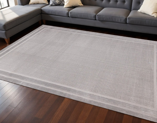 HomeRoots 8' Modern Gray Geometric Area Rug - Durable, Stain-Resistant Design for Living Rooms & Bedrooms 8' X 11' 660083