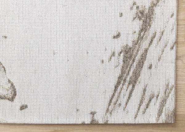 HomeRoots 5' Modern Ivory and Taupe Abstract Area Rug for Contemporary Spaces - Durable, Stain-Resistant Design 5' X 8' 660084