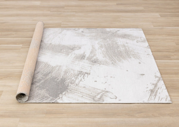 HomeRoots 8' Abstract Area Rug in Ivory and Taupe - Contemporary Design, Durable, Easy-Care, Family-Friendly Decor 8' X 11' 660085