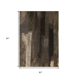 HomeRoots 5' Modern Brown and Black Abstract Area Rug - Durable, Stain-Resistant, Perfect for High-Traffic Areas 5' X 8' 660086