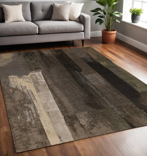 HomeRoots 5' Modern Brown and Black Abstract Area Rug - Durable, Stain-Resistant, Perfect for High-Traffic Areas 5' X 8' 660086