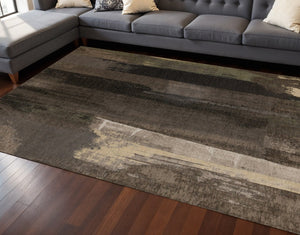 HomeRoots 8' Modern Abstract Area Rug in Brown and Black - Durable, Stylish, Easy-Care for High-Traffic Areas 8' X 11' 660087