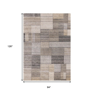 HomeRoots 8' Modern Geometric Area Rug in Gray, Black, and Beige – Durable, Stain-Resistant, Stylish Design 8' X 11' 660089