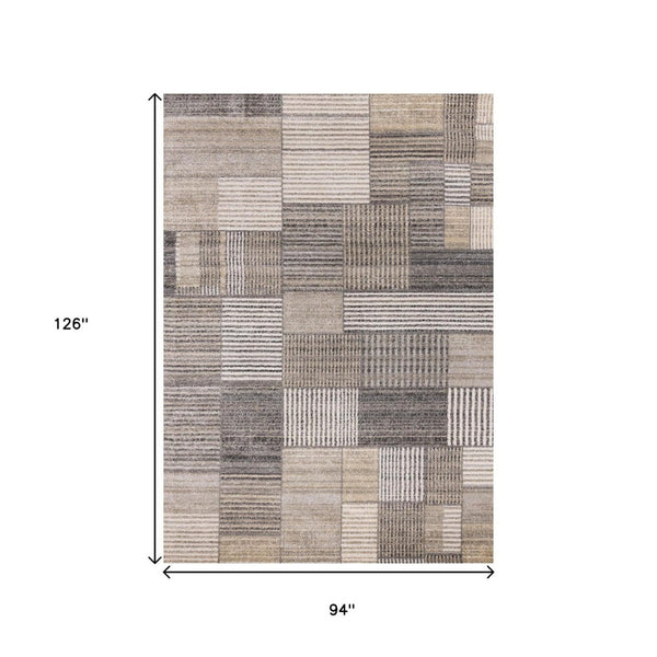 HomeRoots 8' Modern Geometric Area Rug in Gray, Black, and Beige – Durable, Stain-Resistant, Stylish Design 8' X 11' 660089