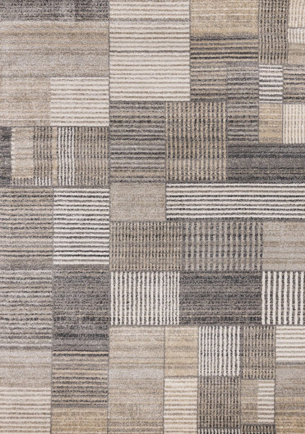 HomeRoots 8' Modern Geometric Area Rug in Gray, Black, and Beige – Durable, Stain-Resistant, Stylish Design 8' X 11' 660089