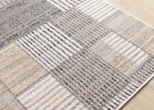 HomeRoots 8' Modern Geometric Area Rug in Gray, Black, and Beige – Durable, Stain-Resistant, Stylish Design 8' X 11' 660089