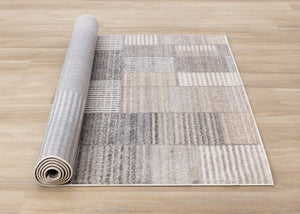 HomeRoots 8' Modern Geometric Area Rug in Gray, Black, and Beige – Durable, Stain-Resistant, Stylish Design 8' X 11' 660089