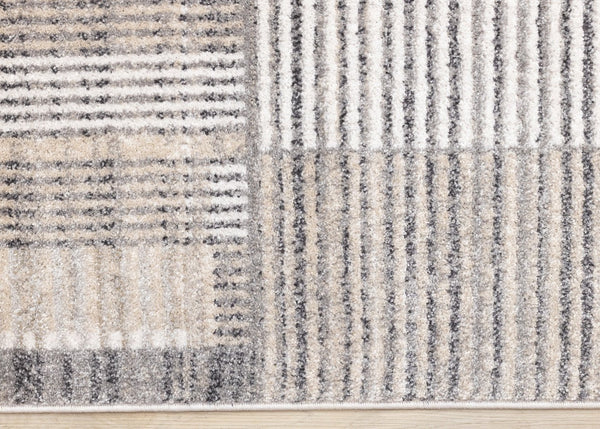HomeRoots 8' Modern Geometric Area Rug in Gray, Black, and Beige – Durable, Stain-Resistant, Stylish Design 8' X 11' 660089