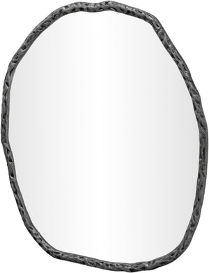 Meridian Furniture Molten Hand Forged Iron Wall Mirror Sculptural Antique Finish Artisan Entryway Accent Piece Black 36 inches 66008Black-M