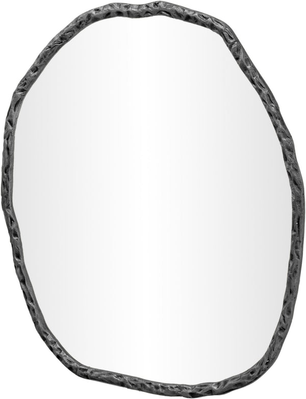 Meridian Furniture Molten Hand Forged Iron Wall Mirror Sculptural Antique Finish Artisan Entryway Accent Piece Black 36 inches 66008Black-M
