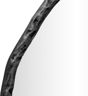 Meridian Furniture Molten Hand Forged Iron Wall Mirror Sculptural Antique Finish Artisan Entryway Accent Piece Black 36 inches 66008Black-M