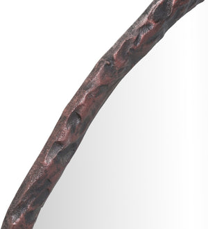 Meridian Furniture Molten Hand Forged Iron Wall Mirror Sculptural Antique Finish Artisan Entryway Accent Piece Brown 36 inches 66008Brown-M