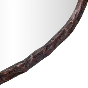 Meridian Furniture Molten Hand Forged Iron Wall Mirror Sculptural Antique Finish Artisan Entryway Accent Piece Brown 36 inches 66008Brown-M