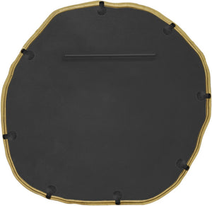 Meridian Furniture Molten Hand Forged Iron Wall Mirror Sculptural Antique Finish Artisan Entryway Accent Piece Gold 36 inches 66008Gold-M