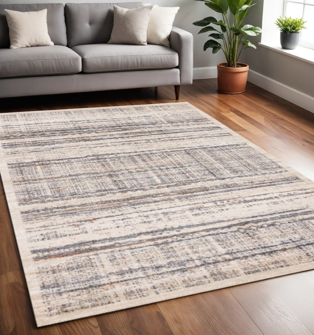 HomeRoots 5' Modern Abstract Area Rug in Beige, Gray, and Brown – Durable, Stain-Resistant, Stylish Home Décor 5' X 8' 660090