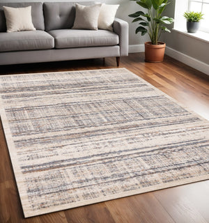 HomeRoots 5' Modern Abstract Area Rug in Beige, Gray, and Brown – Durable, Stain-Resistant, Stylish Home Décor 5' X 8' 660090