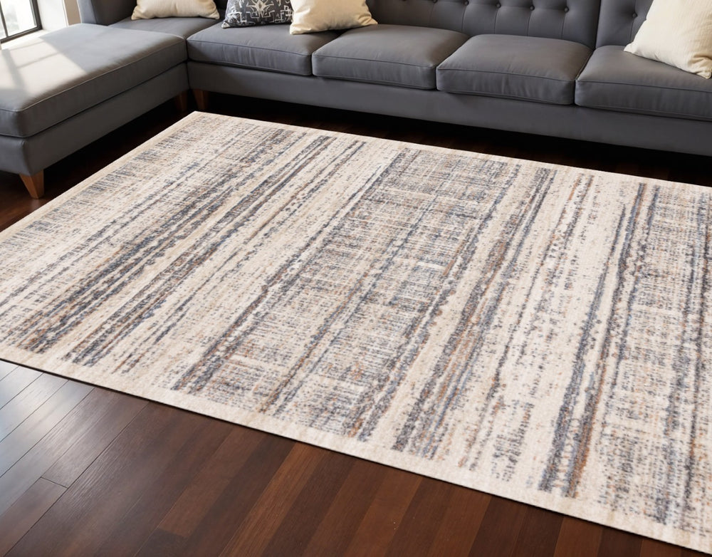 HomeRoots 8' Modern Abstract Area Rug in Beige, Gray & Brown - Durable, Stain-Resistant & Easy-Care Design 8' X 11' 660091