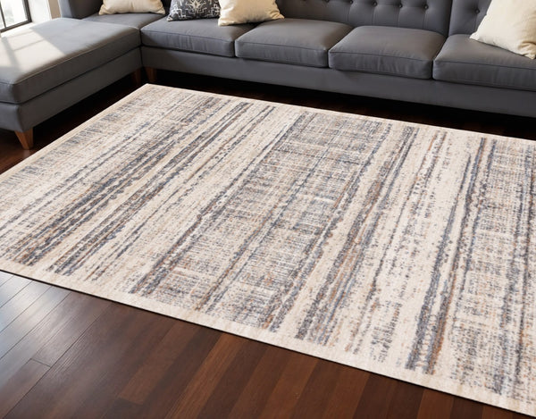 HomeRoots 8' Modern Abstract Area Rug in Beige, Gray & Brown - Durable, Stain-Resistant & Easy-Care Design 8' X 11' 660091