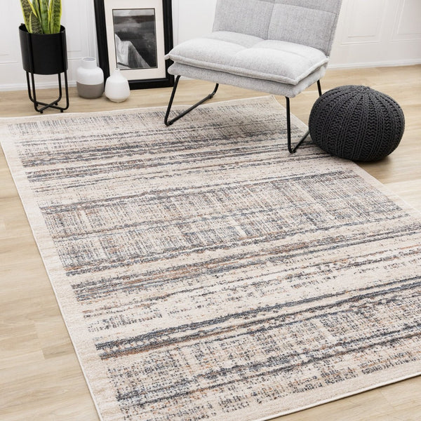 HomeRoots 8' Modern Abstract Area Rug in Beige, Gray & Brown - Durable, Stain-Resistant & Easy-Care Design 8' X 11' 660091