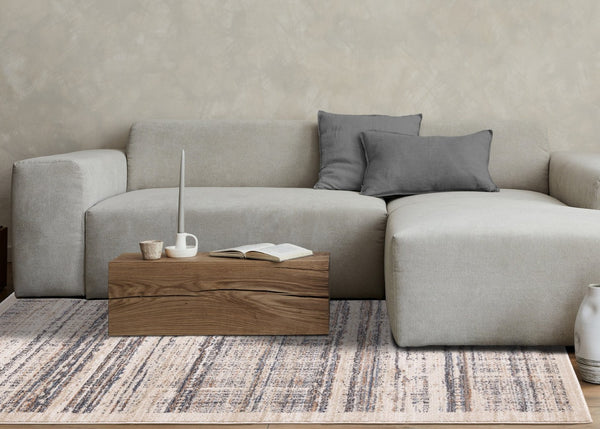HomeRoots 8' Modern Abstract Area Rug in Beige, Gray & Brown - Durable, Stain-Resistant & Easy-Care Design 8' X 11' 660091