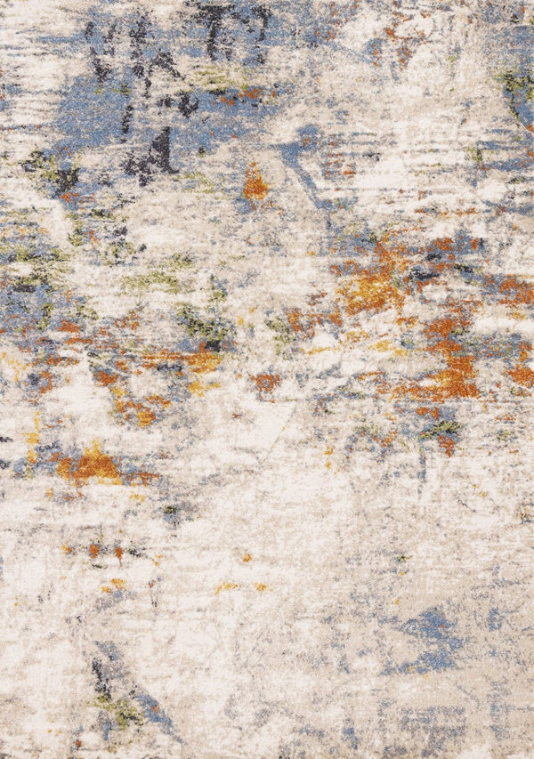 HomeRoots 5' Contemporary Taupe Blue Copper Abstract Area Rug - Durable, Stain-Resistant, Stylish Design for Any Room 5' X 8' 660092