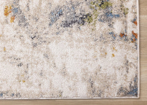 HomeRoots 5' Contemporary Taupe Blue Copper Abstract Area Rug - Durable, Stain-Resistant, Stylish Design for Any Room 5' X 8' 660092